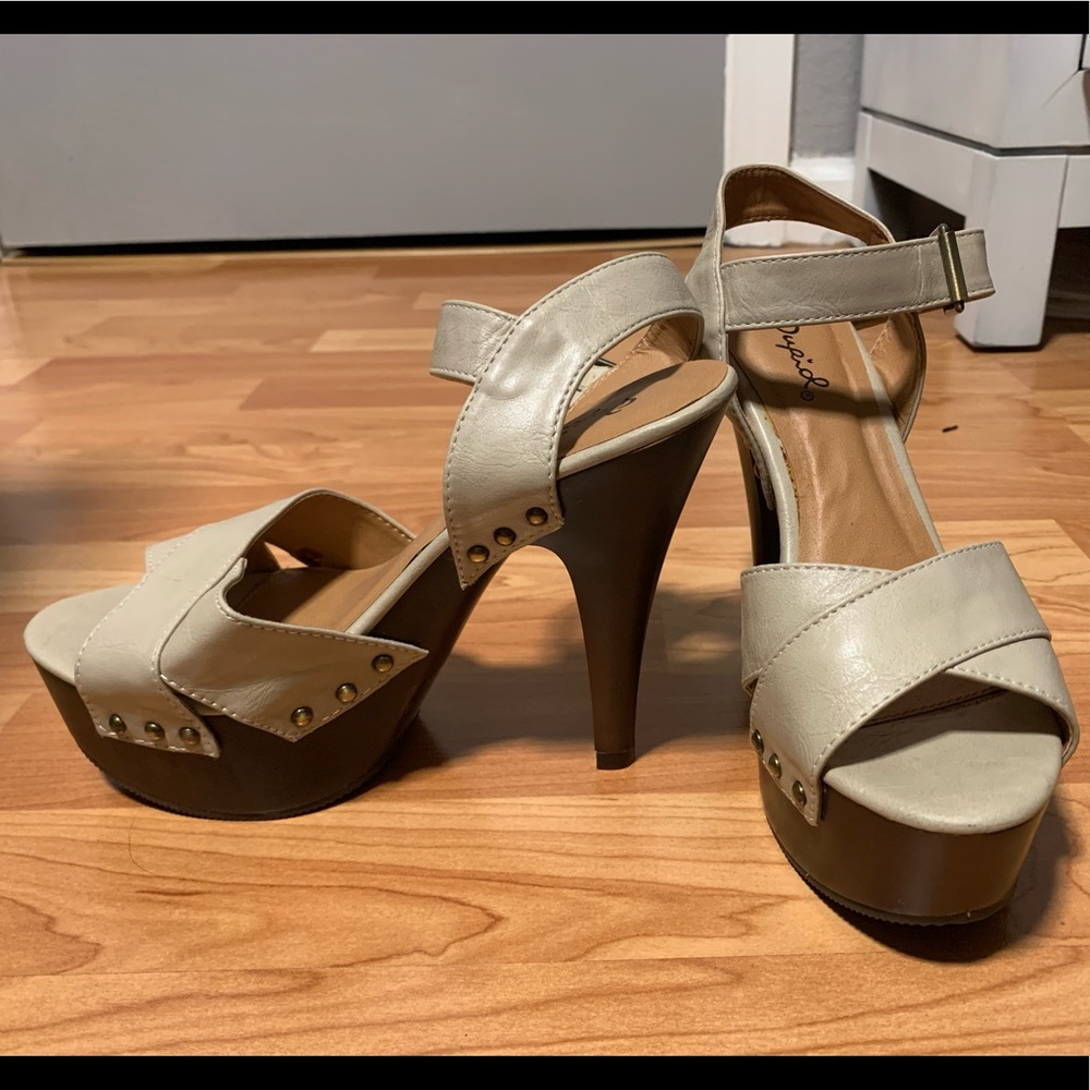 Qupid Cream High Heels